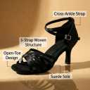 MSMAX Women Black Latin Dancing Shoes High Heel Character Ballroom Dance Shoe for Women 4 M US Women (34)
