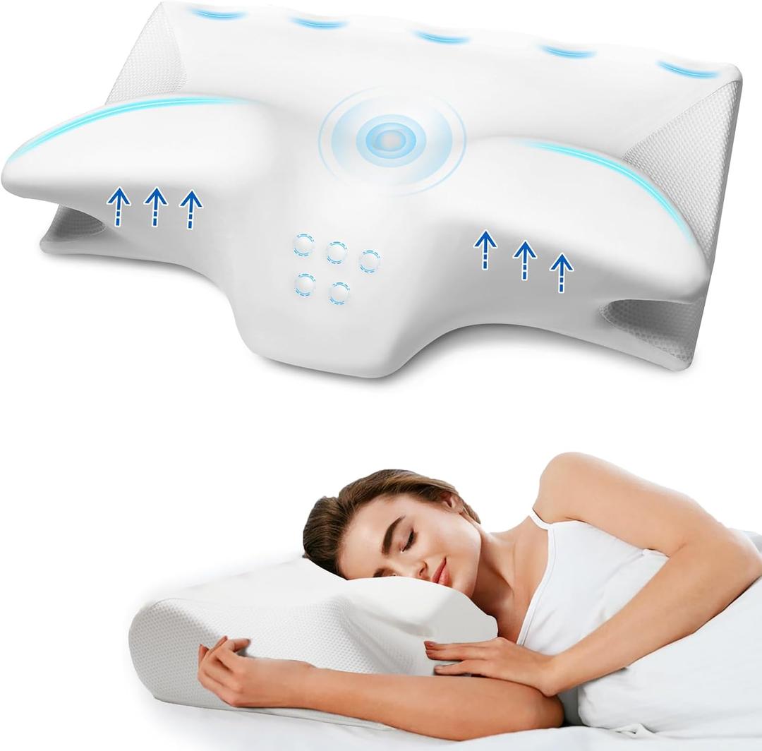 Cervical Pillow for Neck Pain Relief, Cooling Contour Memory Foam Pillows Support Odorless Ergonomic Neck Pillow Adjustable Orthopedic Bed Pillow for Side Back Stomach Sleeper with PillowcaseWhite (Queen)