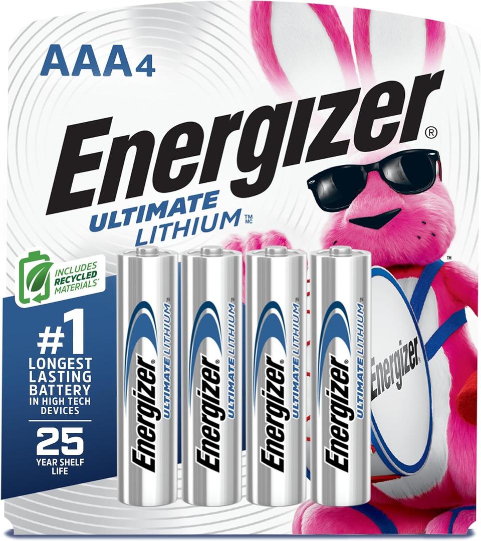 Energizer Ultimate Lithium AAA Batteries (4 Pack), Lithium Triple A Batteries