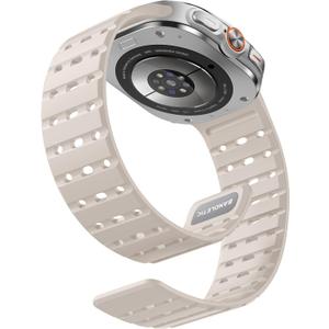 Bandletic Magnetic Band Compatible with Samsung Galaxy Watch Ultra Bands (2025/2024) 47mm for Women Men, Rugged Thin Soft Silicone Waterproof Sport Strap Replacement Wristbands, Starlight