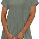 Ekouaer Nightgowns for Women Ribbed Viscose Sleep Shirts T-shirt Sleep Dress Short Sleeve Night Shirt with Chest Pocket S-2XL (Gray, M)
