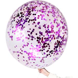 Purple Confetti Balloons, 36 Inch 6 Pcs Jumbo Latex Purple Glitter Confetti Party Balloons for Halloween/Carnival Decoration/Graduation/Anniversary Decoration Supplies