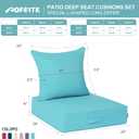 Outdoor Olefin Water-Resistant Deep Seat Cushion Set, 2PCS Weather and Fade Resistant 23''x 26''x 6'' Patio Furniture Seat Cushion, Thickened Sofa Chair Pad for Lawn, Garden, Turquoise