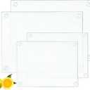 4 Pack Tempered Glass Cutting Board with Anti-Slip Pads, Rectangle Clear Glass Tray Chopping Board for Kitchen Countertop, House Warming Gifts, Heat-Resistant, Non-friable, 2 Sizes (Large)