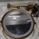 Wall Mounted Lighted 8 Inches Rechargeable Double-Sided 1X/10X Magnifying Mirror for Makeup, 3 Colors Led, Touch Dimmable, Memory Function, 360 Rotation, Foldable, Brushed Antique Brass