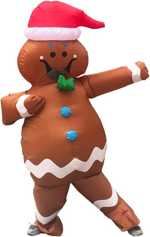Inflatable Costume Walkable Outfit Adult Blow Up Suit Cosplay Outfit for Christmas/Halloween/Birthday/Carnival, Gingerbread Man