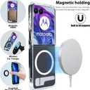 for Motorola Razr 2025 Case, Moto razr 2025 Case Compatible with Magsafe, Built-in 3-Ways Metal Kickstand & Strong Magnetic Ring, PC Back + TPU Bumper Protection Phone Cover (Clear)