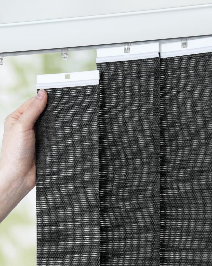 UNISHADES Vertical Blind Replacement Slats for Indoor Windows Modern Window Treatment, Light Filtering, Easy DIY, 20-Pack Black, 3.5" x 82.5"