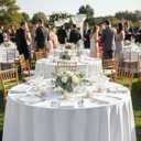 10-Pack White Round Tablecloths, 90 Inches, Stain-Resistant Polyester for 4-5 Ft Round Tables - Washable Table Covers for Weddings, Banquets, Birthday, Parties, Events