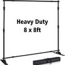 Photo Backdrop Stand - Heavy Duty Banner Holder Adjustable Photography Poster Stand - Height Up to 8x8 ft for Trade Show, Photo Booth, Parties, Wedding, Birthday, Photoshoot Background