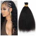 Kinky Straight Human Braiding Hair No Weft 100g (1Pack-4PCS) Yaki Straight Bulk Human Hair For Bohe Braids Micro Braiding Hair For Boho Braids (Kinky StraightNatural Black, 16 Inch)