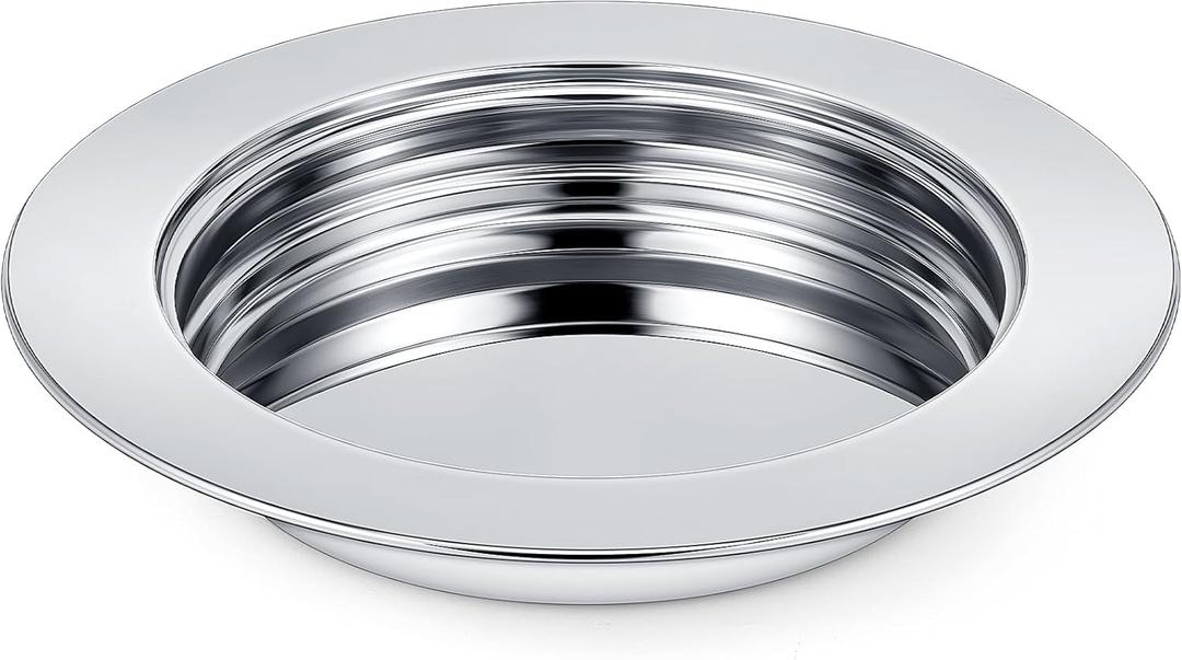 Zhehao 1 Pcs Communion Plates for Church Communion Bread Tray Plate Church Supplies Set Polished Stainless Steel Tray (Silver)