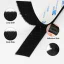 3M Hook and Loop Self Adhesive Tape 1" x 20Ft (240 Inch) 9448A Sticky Back Interlocking Nylon Fabric Fastener Heavy Duty Adhesion Strip Tape Black(9448AF)