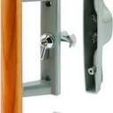 Prime-Line C 1018 3-15/16 In. Hole Center, Gray Diecast, Sliding Patio Door Handle with Wood Handle (Single Pack) (Aluminum)