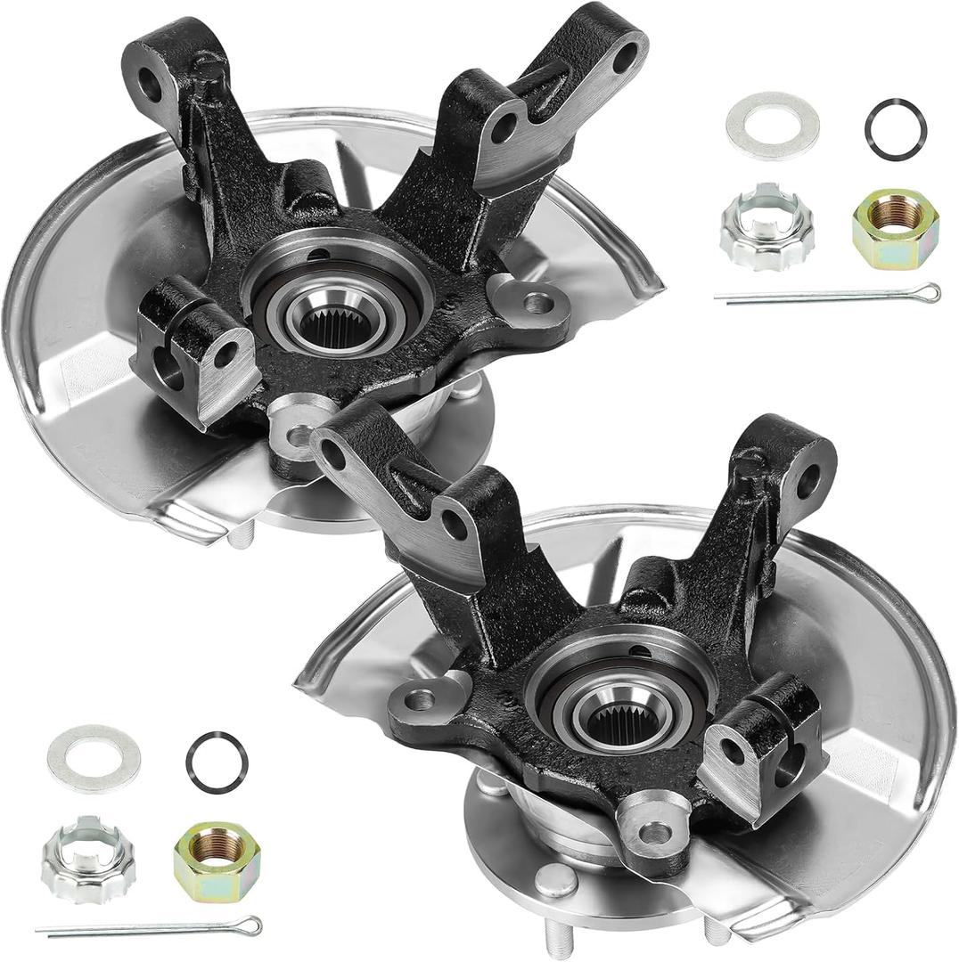 2 Front Steering Knuckles and Wheel Bearing Hub Assembly for Jeep Patriot 07-17, for Compass 07-17, for Dodge Caliber 07-12, 2.0L 2.4L, 4WD AWD FWD, Left Driver and Right Passenger Side, 698411 698410