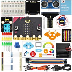 KEYESTUDIO Micro:bit Basic Starter Kit for Teens & Beginners - Electronics Learning Kit with Sensors, LEDs & Tutorials | STEM Education Projects for Coding(Micro:bit Included)