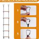 Kids Climbing Rope Ladder, Hanging Ladder for Swing Accessories (2 Hooks)