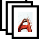 Wiscet 8x10 Picture Frame Set of 9, Display Pictures 5x7 with Mat or 8 x 10 Without Mat, Photo Frame for Wall Mounting or Tabletop Display, Black