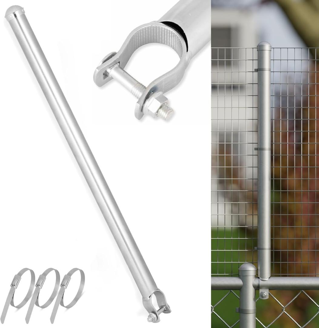 1-3/8" Chain Link Fence Height Extender (9-Pack), 25" Galvanized Fence Extension Height Kit for Dogs, Includes Steel Ties