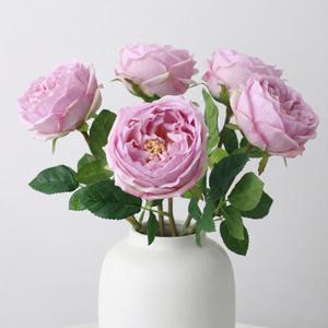Real Touch Artificial Austin Roses  5 Stems Luxury Faux Silk Roses with Moist Feel Petals, Full-Bloom Design for Home Dcor, Wedding Centerpieces & Floral Arrangements(Purple)