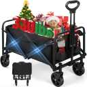 Robust Black Heavy-Duty Foldable Wagon: 180lbs Load Capacity, Lightweight Sports & Camping.
