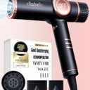 ELLA BELLA Professional Ionic Hair Dryer with Diffuser  Negative Ion Blow Dryer  Suitable All Hair Types  Intelligent Heat Control & Rapid Drying Speeds  Lightweight Design  Low Noise Technology (Black)