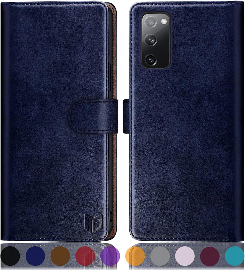 SUANPOT for Samsung Galaxy S20 FE Leather Wallet case with RFID Blocking Credit Card Holder, Flip Folio Book PU Cell Phone Cover for S20FE 5G Shockproof case Pocket for Men for Women 6.5 Blue