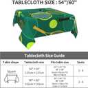 Tennis Rackets and Balls Tablecloth Square 60 Inch Green Waterproof Table Cover for Party Picnic Dining Room Kitchen BBQ Wedding Indoor Outdoor Table Cloth Home Decor