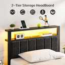 OLEVS Twin Bed Frame with LED Lights & USB Outlets, Platform Twin Bed with Storage Headboard, No Box Spring Needed, Easy Assembly