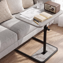 GOYLSER Large C Shaped End Table for Couch, Height Adjustable Living Room Rotating Couch Tray Tables Sofa Table Tv Trays for Bedroom, Swivel Wooden Side Table for Small Space, Grey