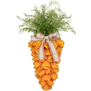 KI Store Tulip Carrot Wreath Orange Carrot Swag Easter Door Decoration Spring Decor for Door Window