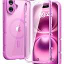 Diaclara Magnetic Designed for iPhone 16 Case, Compatible with MagSafe Built-in Touch Sensitive Anti-Scratch Screen Protector, Upgraded [Full Camera Protection] for iPhone 16 6.1" (Pink)