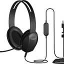 Cyber Acoustics USB-A Stereo Headset (AC-4006) - Durable, Crisp, and Clear Communication in K-12 Classrooms or Home, Made with 60 Percent Recycled Plastic