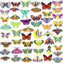 48 Pcs Embroidered Butterfly Moth Iron on Patches - Multiple Shapes Butterfly Appliques - Cute Embroidered Sew Applique for Clothes, Repair, Jeans, Hat, Bags, Jacket, Dress, DIY