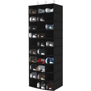 Hanging Shoe Organizer for Closet, 30 Sections Hanging Closet Organizers and Storage Shelves, Space Saving Hanging Shoe Storage, Black, 17''W×11.5''Dx 48''H