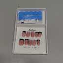 10pcs French Glam Press on Nails with Tools Kit, Short Duckbill Glossy Black French Tips, Rhinestones & 3D Flower Designs, Reusable & Easy Apply for Parties & Special Events (Size M) (#588)