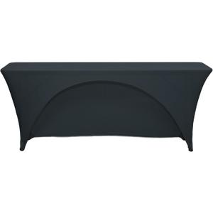 YOUR CHAIR COVERS - Spandex 6 Ft x 18 Inches, Narrow Classroom Open Back Rectangular Training Stretch Tablecloth - Black, 2 PAck