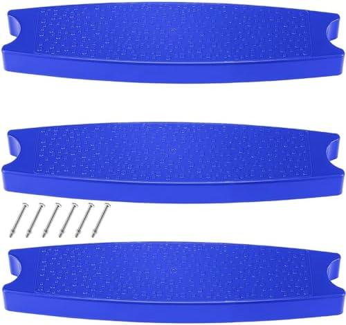 Maasechs 3 Pcs 18" Pool Ladder Steps Replacement Universal Swimming Pool Ladder Steps for Inground and Above Ground Heavy Duty Molded Plastic Stairs with 6 Pcs Stainless Steel Bolts (Blue)