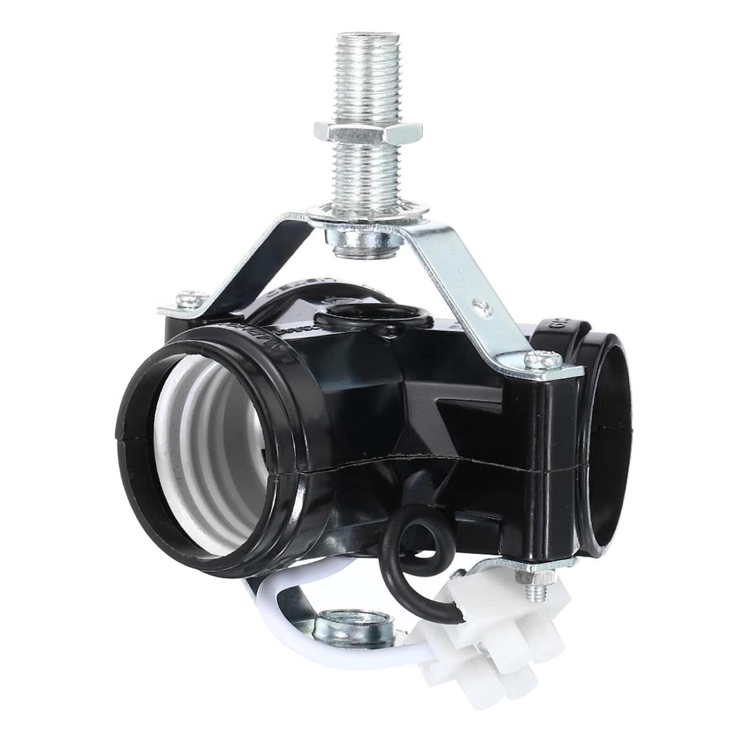 MECCANIXITY E27 Medium Base Bulb Socket M10 Thread Lamp Holder 3 Light Socket with Bracket Light Fixture Wire for DIY Lamp Accessories Ceiling Lamp