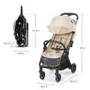 Kinderkraft APINO Lightweight Auto Folding Stroller, Compact Travel Baby Stroller for Newborn to Toddler, Reclining Seat, 5-Point Harness, Beige