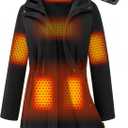 Wulcea Graphene Heated Softshell Jacket for Women 12V Fast Charge 18400mAh Large Capacity (Black)