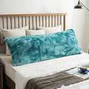 XeGe Shaggy Faux Fur Body Pillow Cover, Tie Dye Fluffy Bed Pillow Case with Zipper, Turquoise Print Soft Plush Long Pillow Sham, Fuzzy Hug Pillow for Bedroom Home Decoration 20"x54" Tie Dye Teal