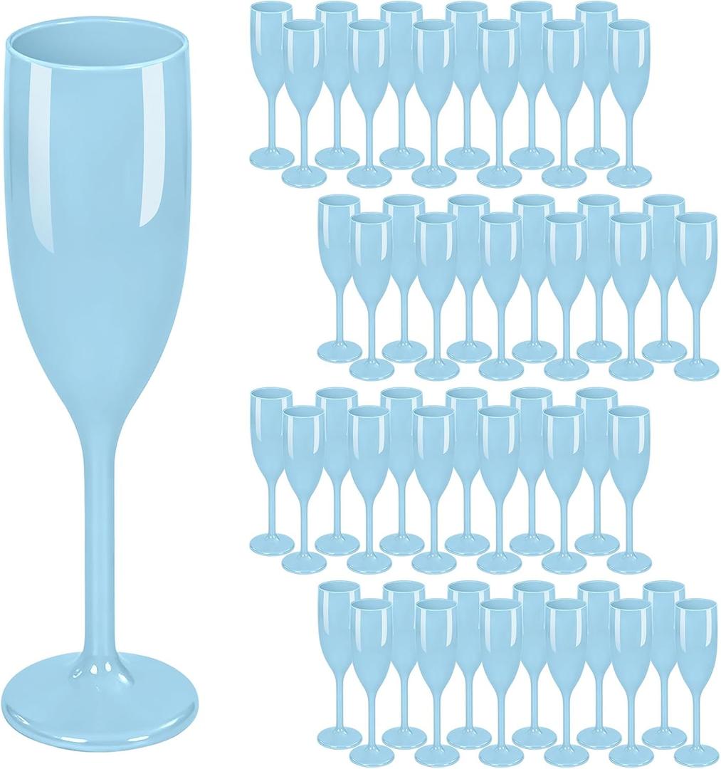 23 x 48 PCS Plastic Champagne Flutes, Plastic Champagne Glasses for Wedding, Reusable Acrylic Wedding Toasting Glasses Drinking Cups for Bachelorette Bridal Shower Anniversary Birthday Party (Blue)