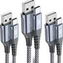sweguard USB Type C Charger Cable [3-Pack,10ft+6.6ft+3.3ft] iPhone 15 Charger Nylon Braided Cord for iPhone 15 Pro Max Samsung Galaxy S23 S22 S21 S20 S10 S9 Note 20 10 Flip A53 A54 Pixel LG Moto PS5 (Grey)