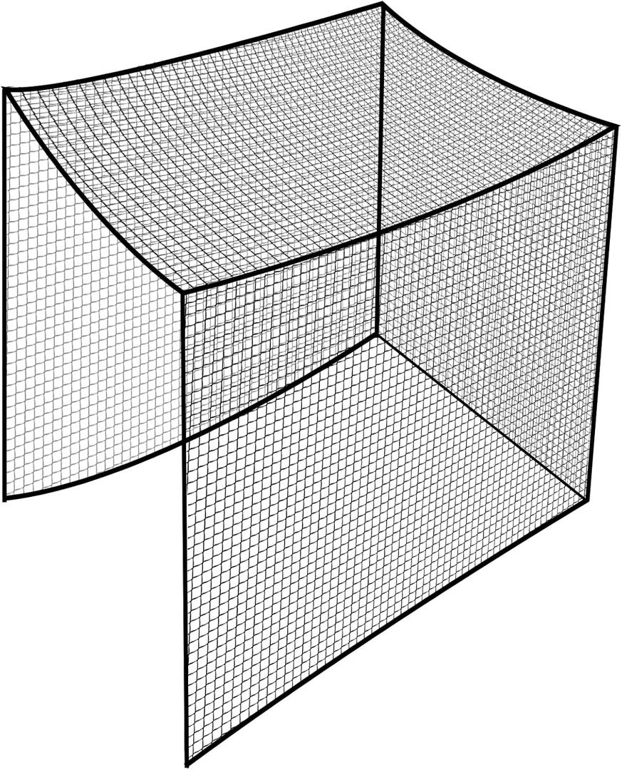 Golf Batting Cage Netting Golf Practice Nets, 10ft x 10ft x 10ft Frame NOT Included, with 4 Carabiners and 2 Tie Rope, for Backyard, Black