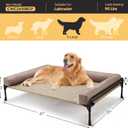 Veehoo Elevated Raised Dog Bed-Cooling Outdoor Dog Cot Bed for XLarge Sized Dogs Three-Sided Fence Raised Pet Cot with Mesh & No-Slip Feet Dog Hammock Bed with Removable Bolster-41 x 27" Beige Coffee
