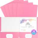 50 Pack Folders with Pockets, Pocket Folders Fit Letter Size Paper, with Business Card Slot, 2-Pocket Folder for School Office Home Business (Pink)