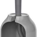 HAMITOR Toilet Bowl Brush Holder Set: Bathroom Deep Cleaning Toilet Cleaner Scrubber Under Rim with Curved Bristle for Dead Corner Clean - Hidden Rv Toilet Decorative Accessories with Caddy- Gray (1 pack)