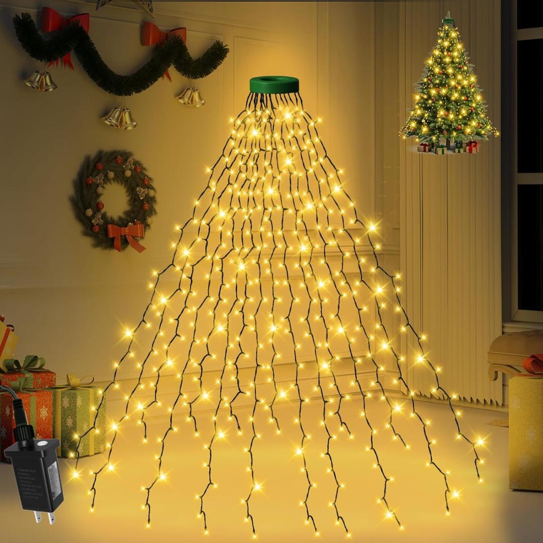 400 LED Christmas Tree Lights 8 Modes Christmas String Lights for Tree with Timer 6.6FT x 16 Lines Lights String Waterproof Christmas Decorations Outdoor/Indoor with Memory Function, Warm White
