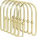 AmazerBath Shower Curtain Hooks, Gold Shower Curtain Hooks Rust Proof, Non-Slip Simple Double Hook Shower Curtain Hooks for Shower Curtain, Sturdy Shower Curtain Rings, 12Pcs